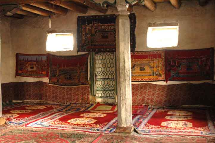 Textile scrolls brought back from Haj – depicting the Kabah – Noorbakshi Jama Masjid, Turtuk