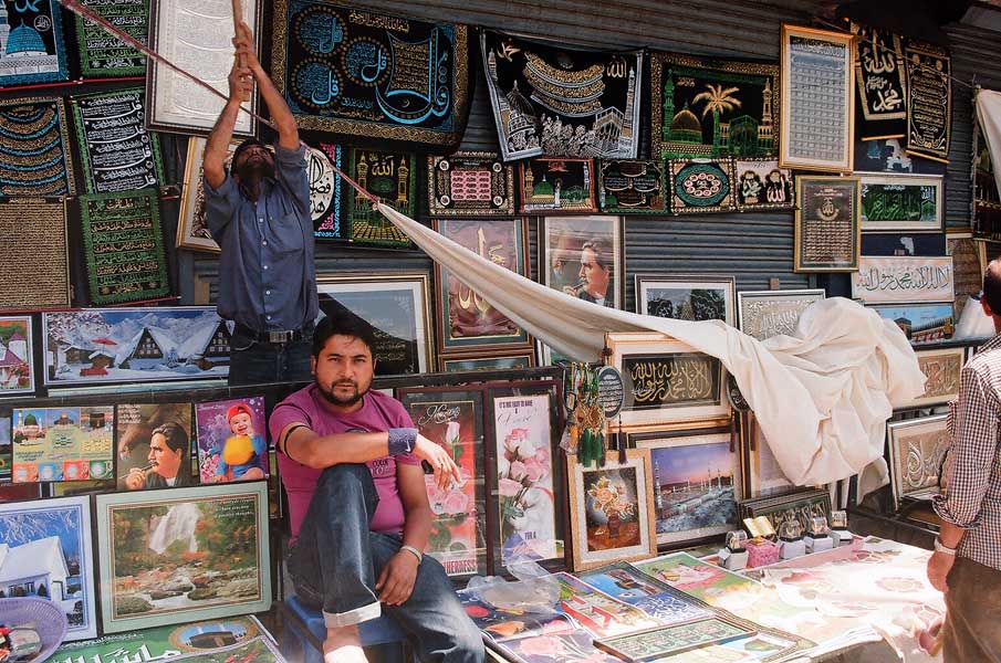 Press Enclave, Lal Chowk, Srinagar – shops selling Islamic Iconography – both imported and local