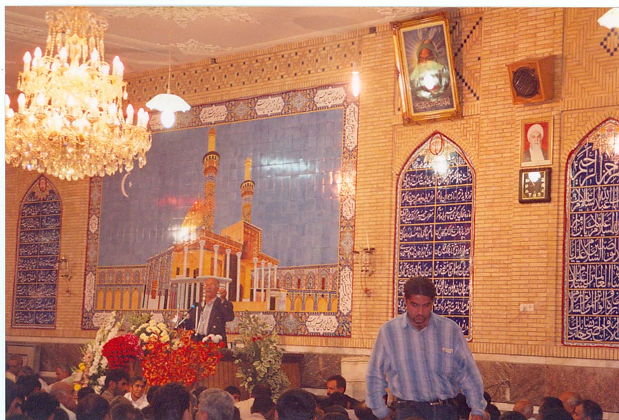 The ceremonial hall in the imamzadeh of Sayyid Muhammad ibn Ali ibn Husayn, decorated with tile paintings.