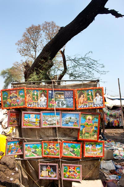 Shop near the shrine of Sailani baba, retailing popular visual paraphernalia associated with the saint.