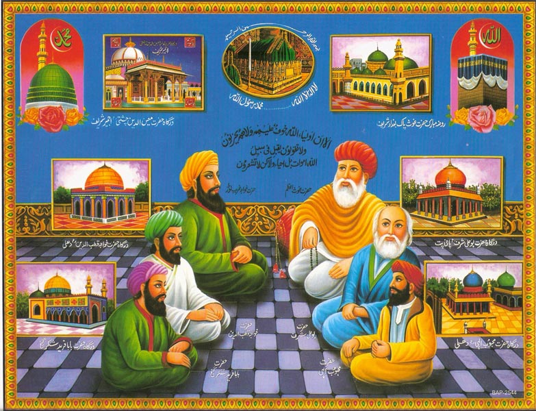 A printed poster of six popular Sufi Saints and their Shrines 2010 -- Yogesh Snehi