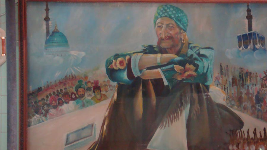 A painting of Saint Ali Ahmed Shah Qadiri sitting in a contemplative mood 2011 -- Yogesh Snehi