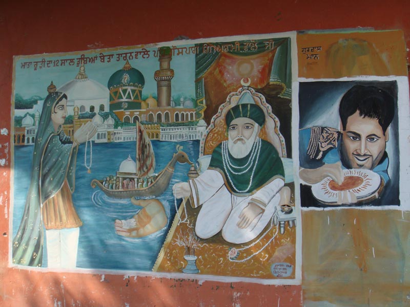 A wall painting narrating the popular legend of Saint Shaikh Abdul Qadir Jilani and a woman Rudi, along with a painting of Gurdas Mann' 2010 -- Yogesh Snehi